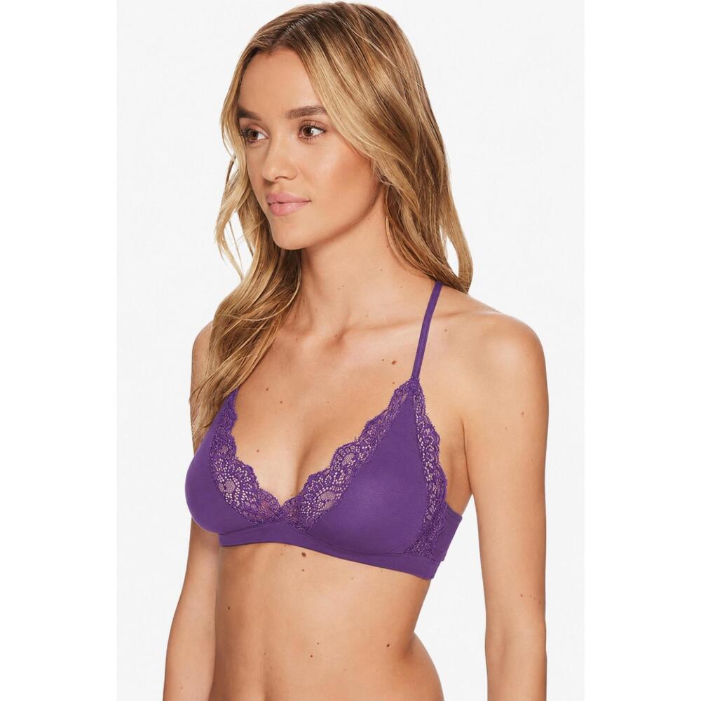 NEW ONLY HEARTS so fine lace triangle halter bralette in violet